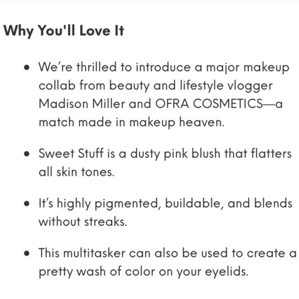 OFRA x Madison Miller Blush Sweet Stuff Color Compact For Cheeks Pink Shade New